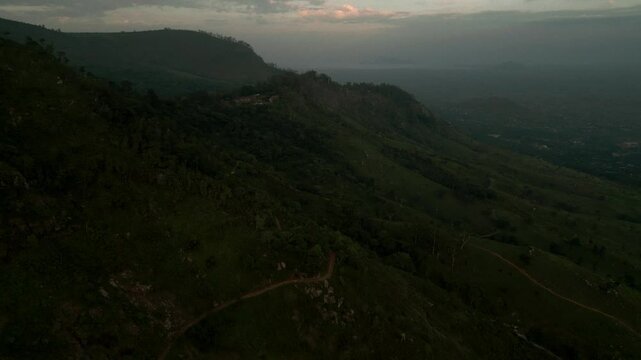 Drone Aerial of Zomba Massif, Malawi at Sunrise