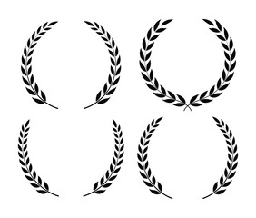 A black color circle with leaves and branch vector of the winner Award