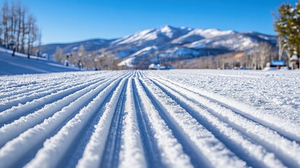 Fototapeta premium Scenic cross-country ski trail in snowy mountains.