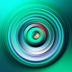 Colorful radial motion effect. Abstract rounded background. Color curves and sphere.