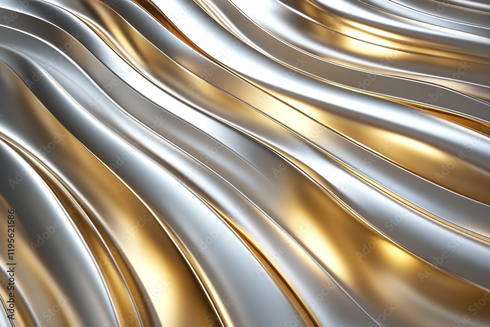 Poster this abstract background features a dynamic composition of smooth wave-like shapes in matte and meta