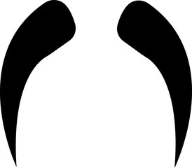 Devil horn icon . Black vector flat demon or satan Halloween carnial elements Mobil app attributes template design symbol isolated on transparent background.