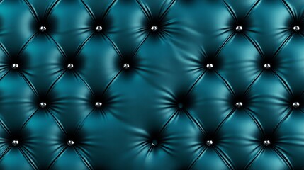 Fototapeta premium Luxurious Teal Leather Texture Background - Teal leather upholstery, button tufted, luxurious texture, elegant design, rich material. Symbolizes opulence, comfort, sophistication, quality, and style.