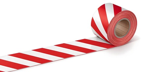 Obraz premium Red and White Striped Barrier Tape Warning for Construction Zone V7