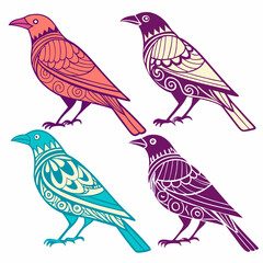 Naklejka premium design a collection of flat style colorful birds