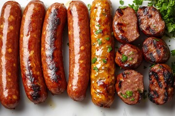 Grilled sausages with herbs