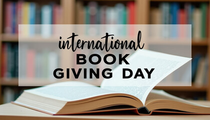 Impressive banner design for International Book Giving Day, highlighting the importance of sharing books and promoting literacy in communities.