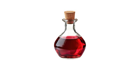 Glass Bottle With Red Liquid Isolated on Transparent Background