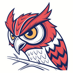 Obraz premium colorful scary owl face on white background eps