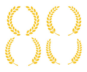 Golden laurel wreaths icon frames of the winner Award sign