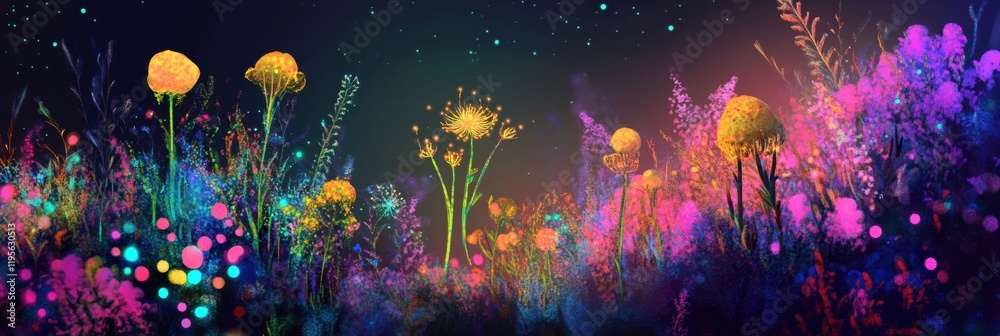 Aufkleber explore a vibrant magical microscopic ecosystem with friendly microbes in a stunning landscape of co