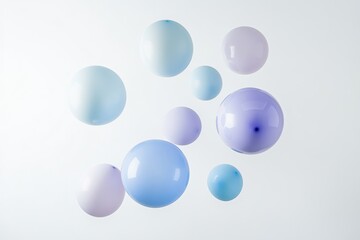 Soft pastel bubbles float gracefully, creating serene and whimsi