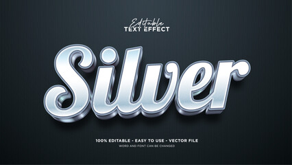 Silver text effect, editable luxury text style effect