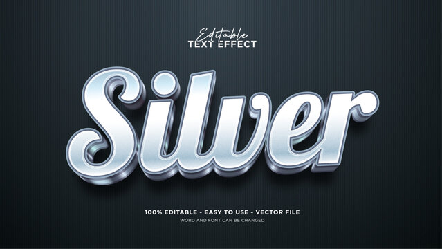 Silver text effect, editable luxury text style effect