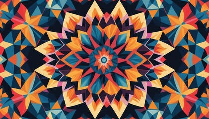 Symmetrical Kaleidoscope Pattern with Vibrant Colors, generative ai
