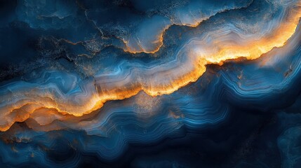Abstract blue and orange fluid art with textured patterns and dynamic lighting