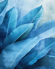 Lush blue leaves create serene atmosphere, highlighting nature's