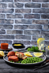 Danish atlantic cod fish cakes with green peas