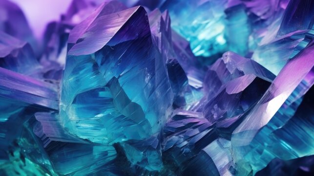 Fluorite Mineral Macro Texture Background - Gemstone Crystal with Nature's Colors for Geology Material Design