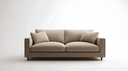 A tan couch with pillows on it