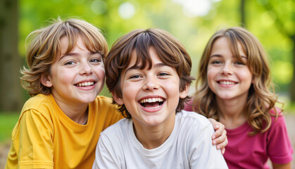 Fototapeta premium Happy kids enjoying laughter on a sunny day