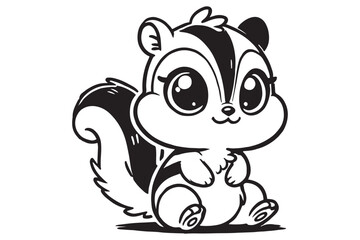 Cute cartoon chipmunk outline 