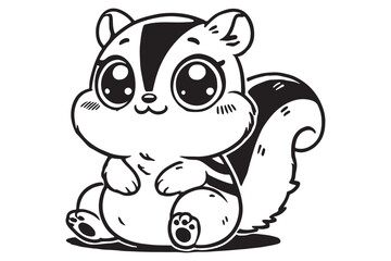 Cute cartoon chipmunk outline 