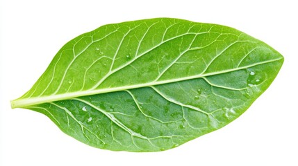 Obraz premium Single Chinese Cabbage Leaf Isolated - Fresh, vibrant green leaf, signifying nature, health, growth, purity, and life. A symbol of freshness and natural goodness.