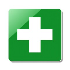 Obraz premium Green First Aid Sign for Hospitals, ERs and First Aid Information. Aid Symbol to Help You Navigate and Provide First Aid Successfully