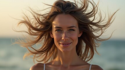 Fototapeta premium Windblown Hair Headshot