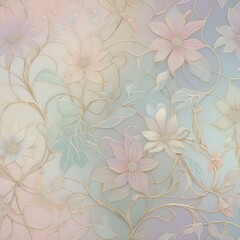 Interwoven geometric vines with floral clusters