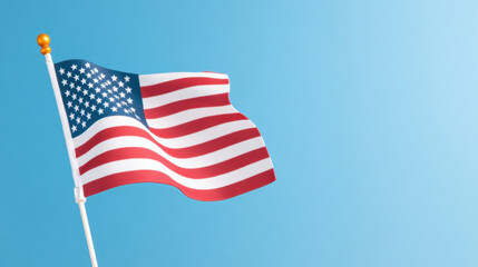 Obraz premium American Flag Waves Proudly Against a Clear Blue Sky During a Bright Day