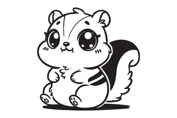 Cute cartoon chipmunk outline 