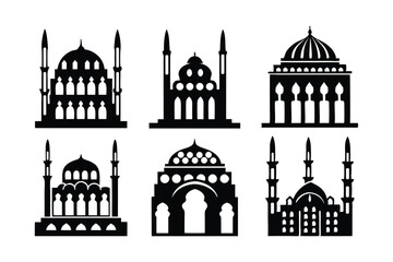 Islamic Mosque Silhouettes in Black