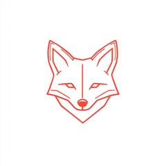 Obraz premium Simple red line art fox head graphic