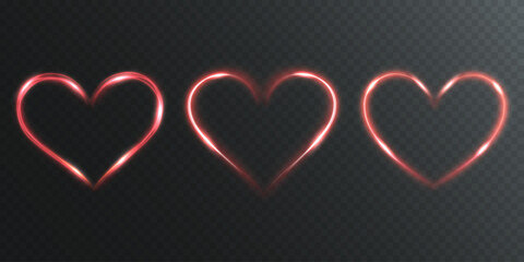 Elegant red heart with light flashes and gold wire glow on a transparent background. Perfect for Valentine's Day cards, wedding invitations, and love-themed banners. 