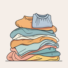 pile of multicolored shirts vector illustration