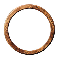 Round Wooden frame isolated on transparent background