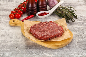Raw beef burger cutlet for grill
