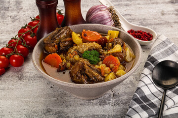 Gourmet Oxtail beef soup with vegetables
