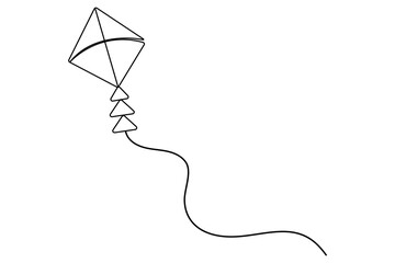 Kite continuous one line drawing of simple vector illustration