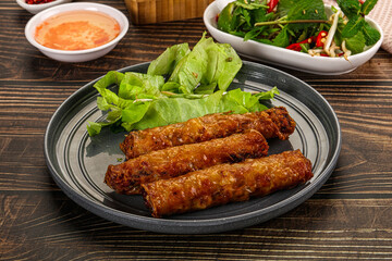 Fried Vietnamese spring roll with special sauce