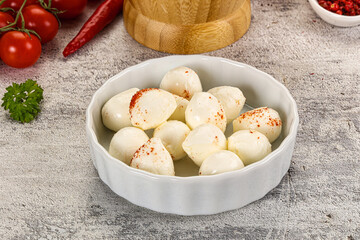 Mozzarella balls cheese in the bowl