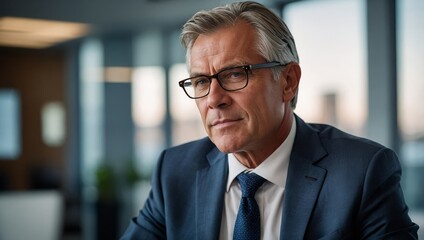 Fototapeta premium business businessman office mature middle aged meeting man portrait corporate manager