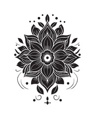 Intricate Black and White Mandala Flower Design