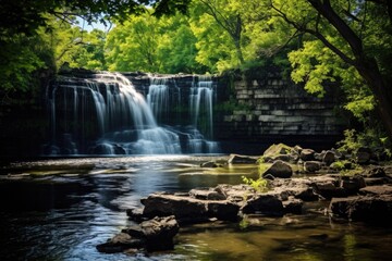 Summer Cascades at Willow Falls, Willow River State Park in Hudson, Wisconsin - Selective Focus on the Waterfall