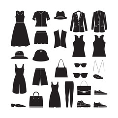 Fashion icons  clothing silhouettes accessories collection