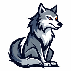 vector illustration of wolf sitting