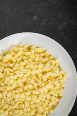 mozzarella cheese for pizza grated cheese fine fresh tasty food dish delicious gourmet food background on the table rustic food top view copy space