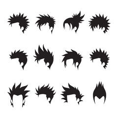 Stylized hair silhouettes vector art illustration 